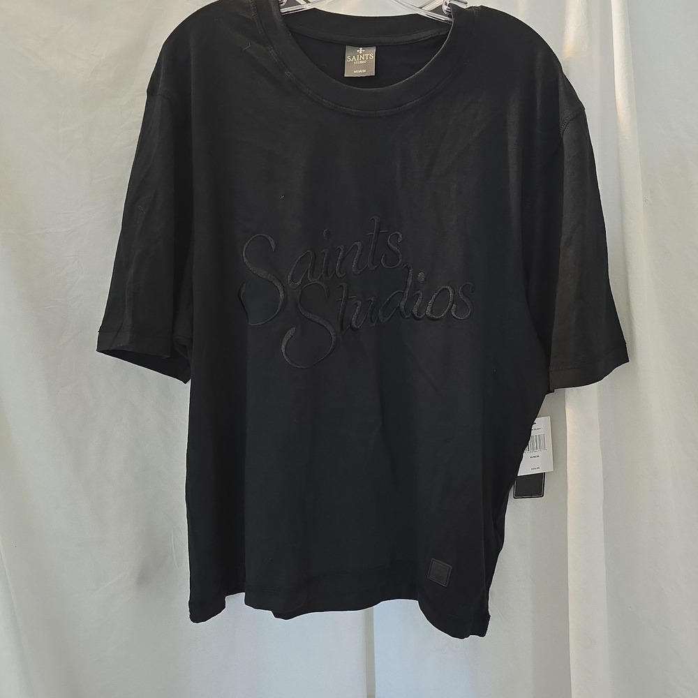 Saints Studios Embroidered Logo Men's Tee Shirt Black Size M NWT